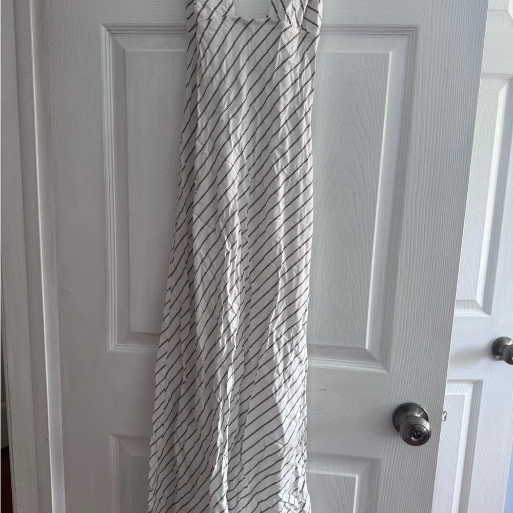 Bershka White and Black Striped Halter Maxi Dress - Picture 1 of 3